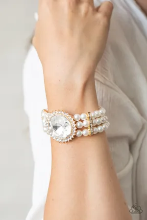 Paparazzi Speechless Sparkle - Gold Pearl Bracelet