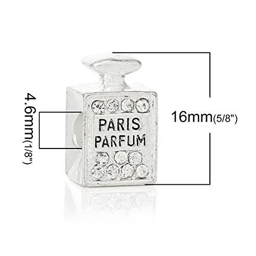 Paris Perfume w/Clear  Crystals Charm Bead