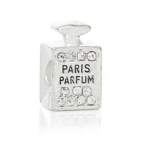 Paris Perfume w/Clear  Crystals Charm Bead