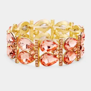 Peach Crystal Teardrop Stretch Pageant Bracelet  | 429350