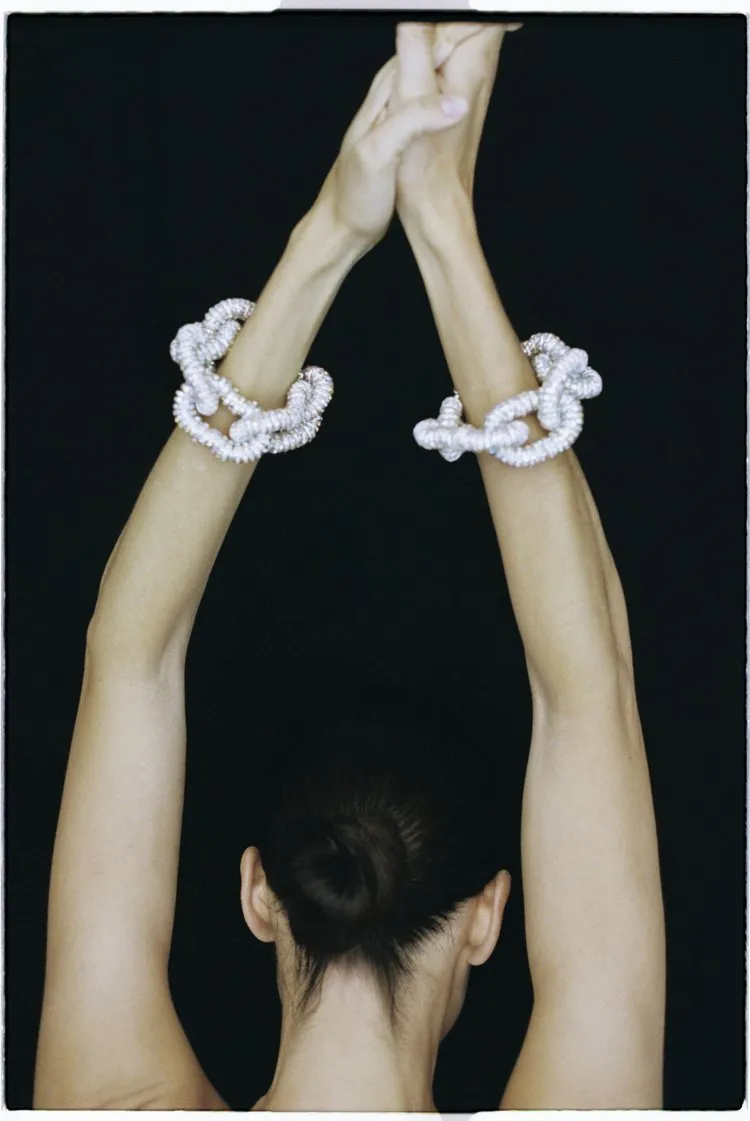 Pearl Octopuss.y Diamond Tire Bracelet in Silver
