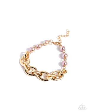 Pearl Pairing - Brown - Pearl Gold Chain Paparazzi Lobster Claw Bracelet