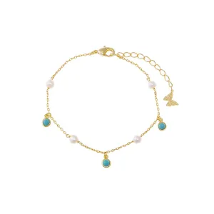 Pearl X Turquoise Bezel Shaker Bracelet