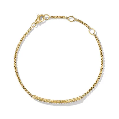 Petite Pavé Bar Bracelet in 18K Yellow Gold with Diamonds, 1.7mm