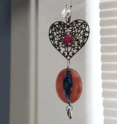 Pink and blue heart Medallion ornament