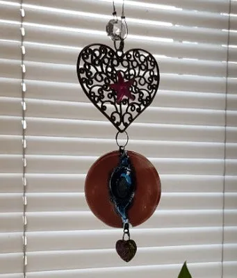 Pink and blue heart Medallion ornament