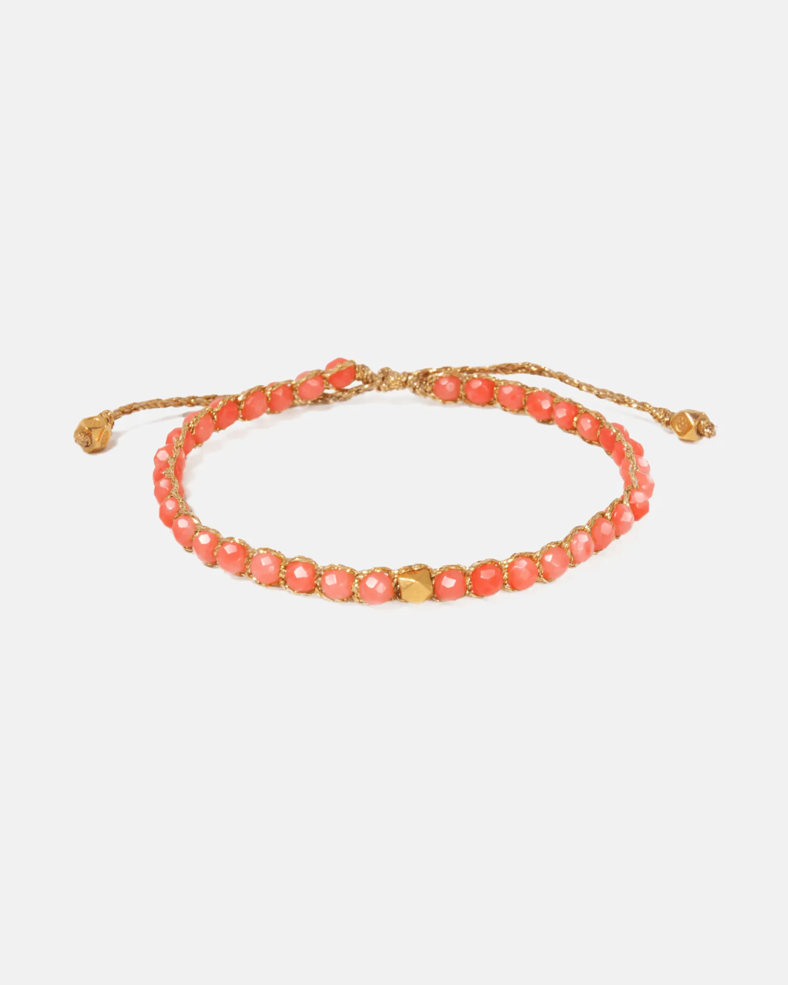 Pink Coral  Nugget Kids Bracelet | Gold