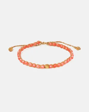 Pink Coral  Nugget Kids Bracelet | Gold