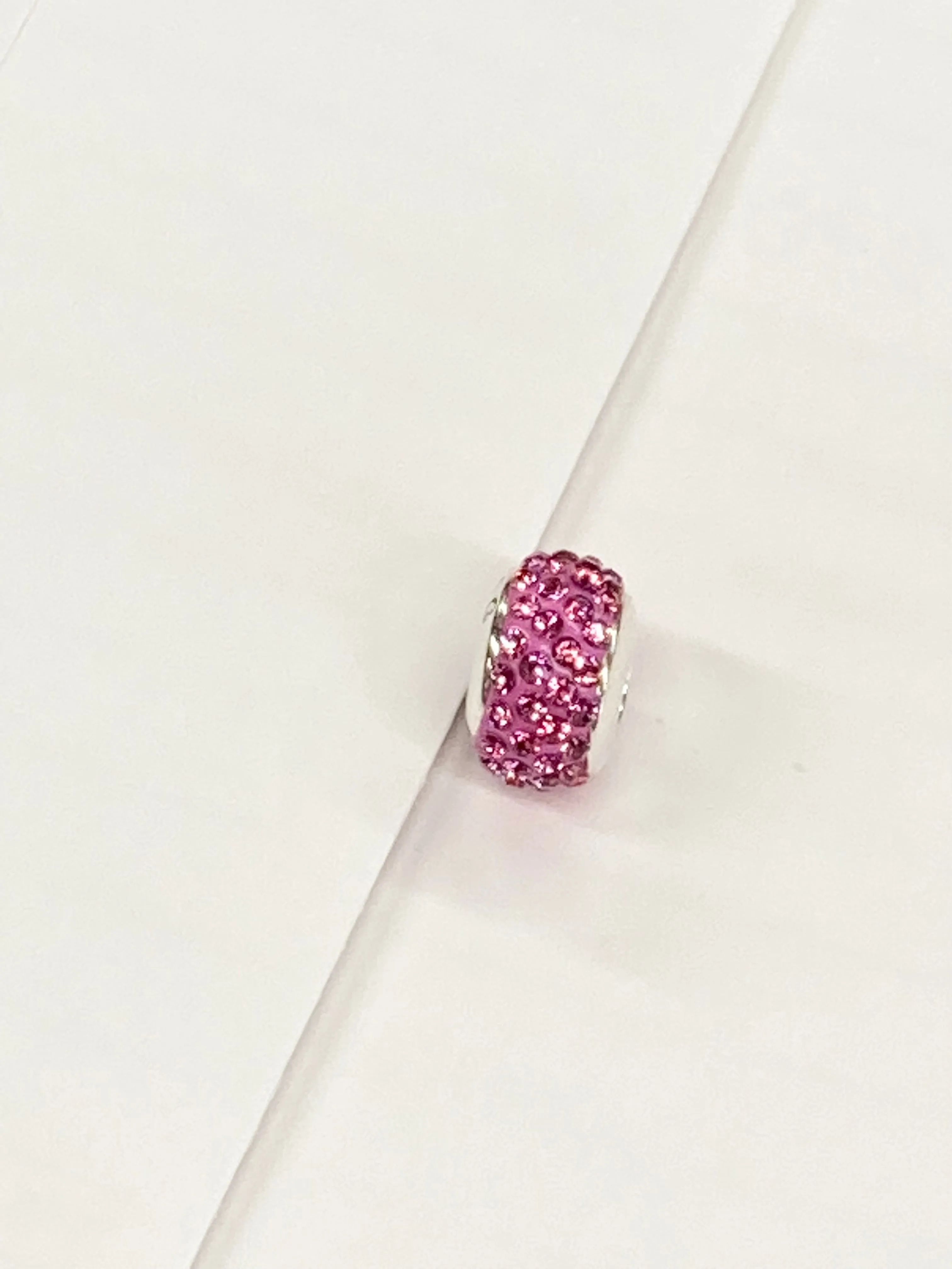 Pink Crystal Silver Bead