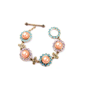 Pink Pearl & Cubic Zirconia Station Bracelet