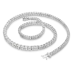 Portia 18ct White Gold Graduated Claw Set Princess Cut Diamond Necklace
