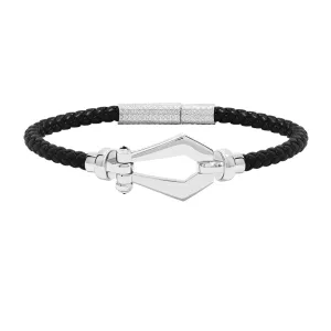 Premium Buckle Leather Bracelet in Silver