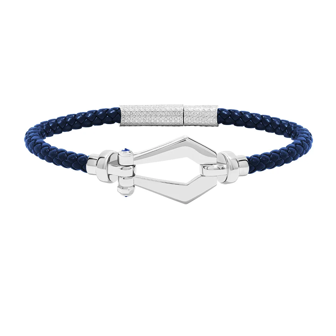 Premium Buckle Leather Bracelet in Silver