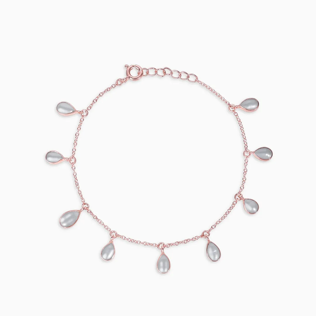 Pure Silver Bracelet - Made With Rosy Droplet Pearl
