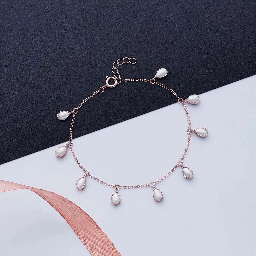 Pure Silver Bracelet - Made With Rosy Droplet Pearl