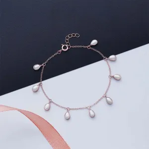 Pure Silver Bracelet - Made With Rosy Droplet Pearl