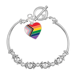 Quasar Heart Flag Charm Partial Beaded Bracelets (12 Bracelets)