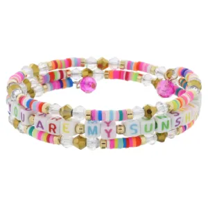"YOU ARE MY SUNSHINE" Beaded Coil Bracelet