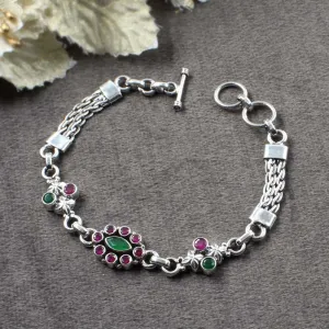 Real Sterling Silver Cut Stone Oxidized Bracelet Gift For Girls Women