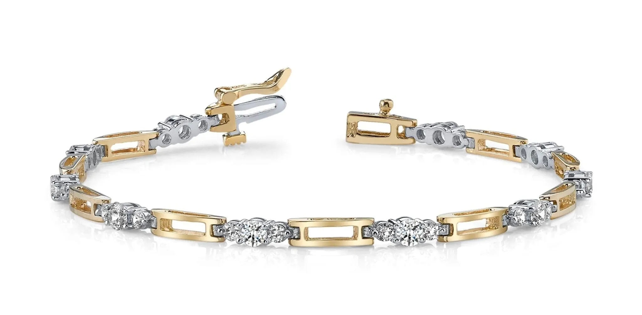 Rectangle Link Diamond Bracelet with 1.20 ct.(finished) 2.2mm, 3.2mm