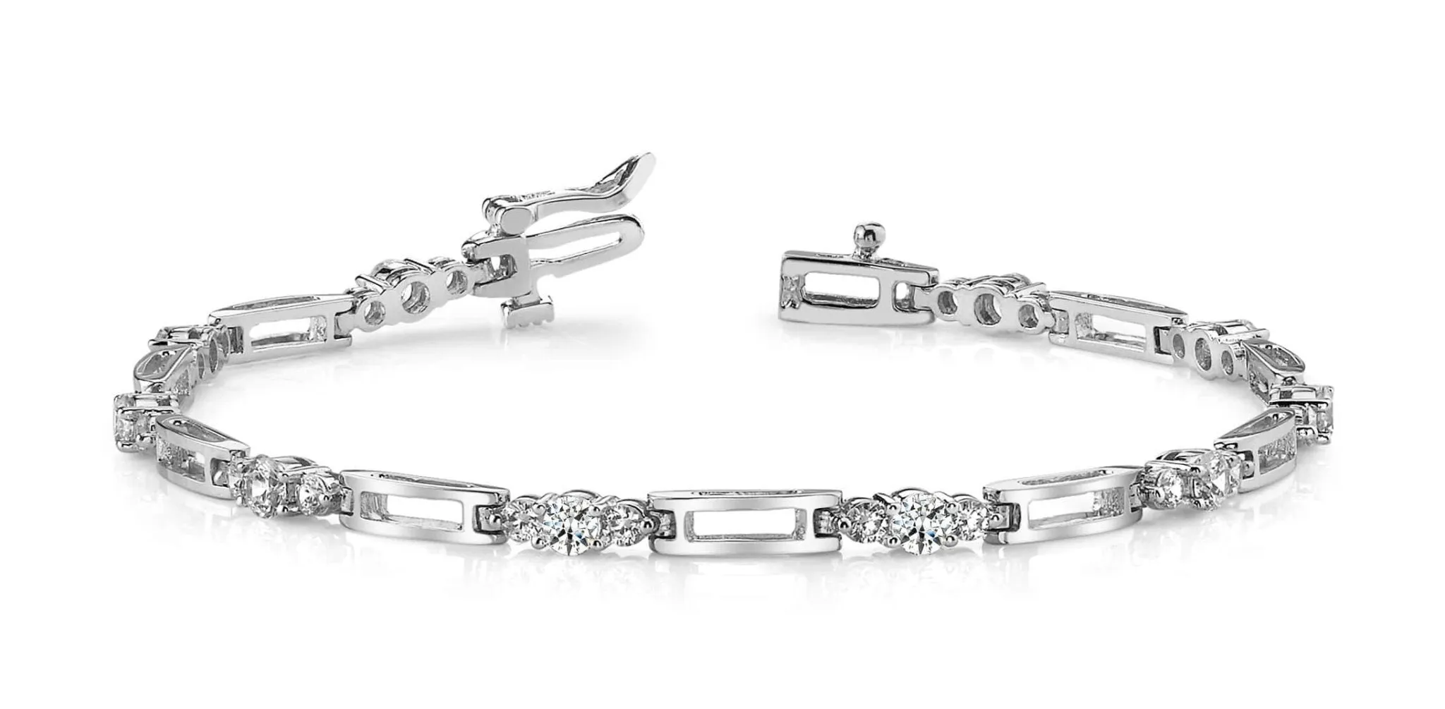 Rectangle Link Diamond Bracelet with 1.20 ct.(finished) 2.2mm, 3.2mm