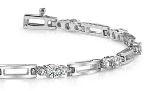 Rectangle Link Diamond Bracelet with 1.20 ct.(finished) 2.2mm, 3.2mm
