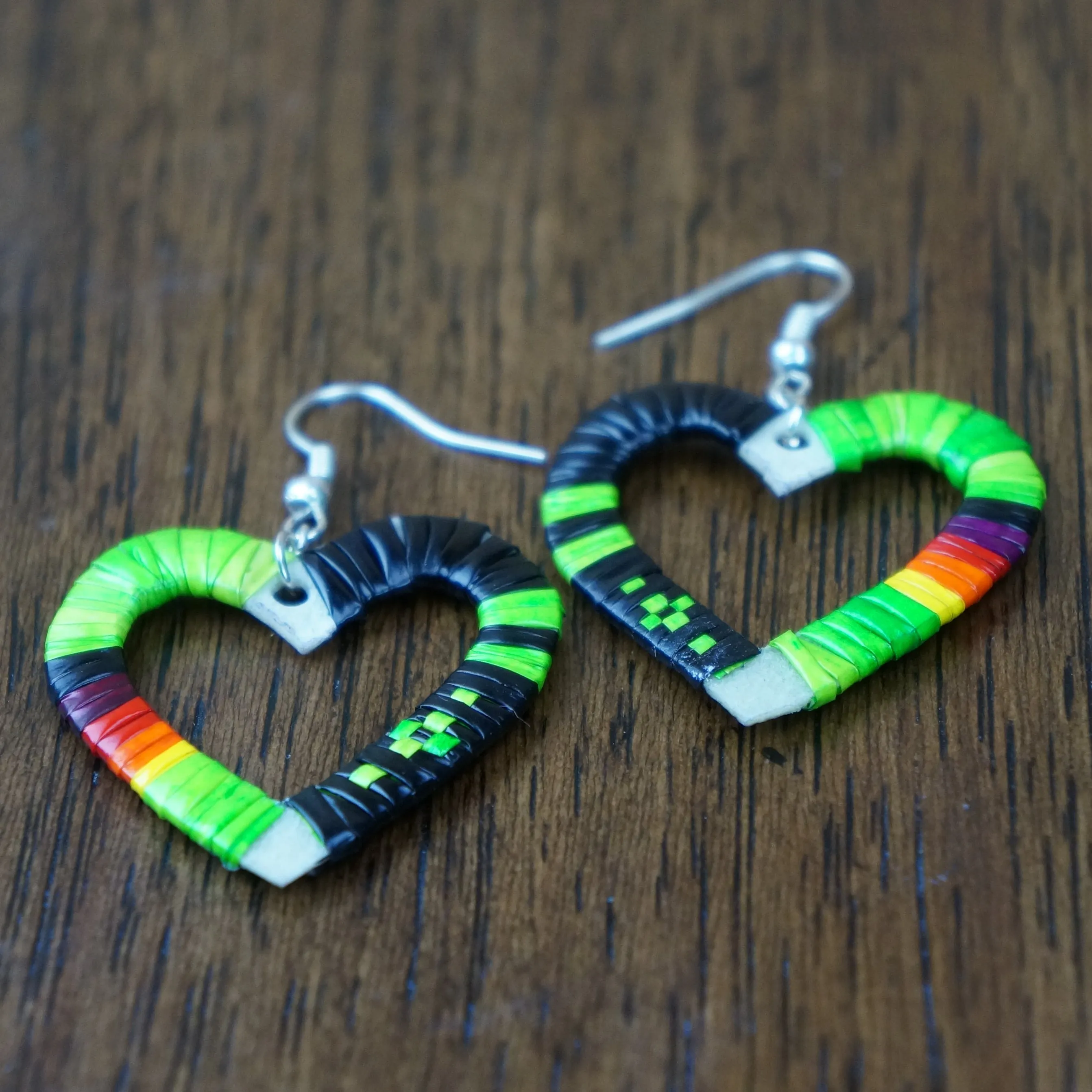 Red Cloud Quillwork Earrings ~ Hearts ~ Four Color Combos
