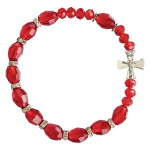 Red Genuine Crystal Rosary Bracelet (10mm)