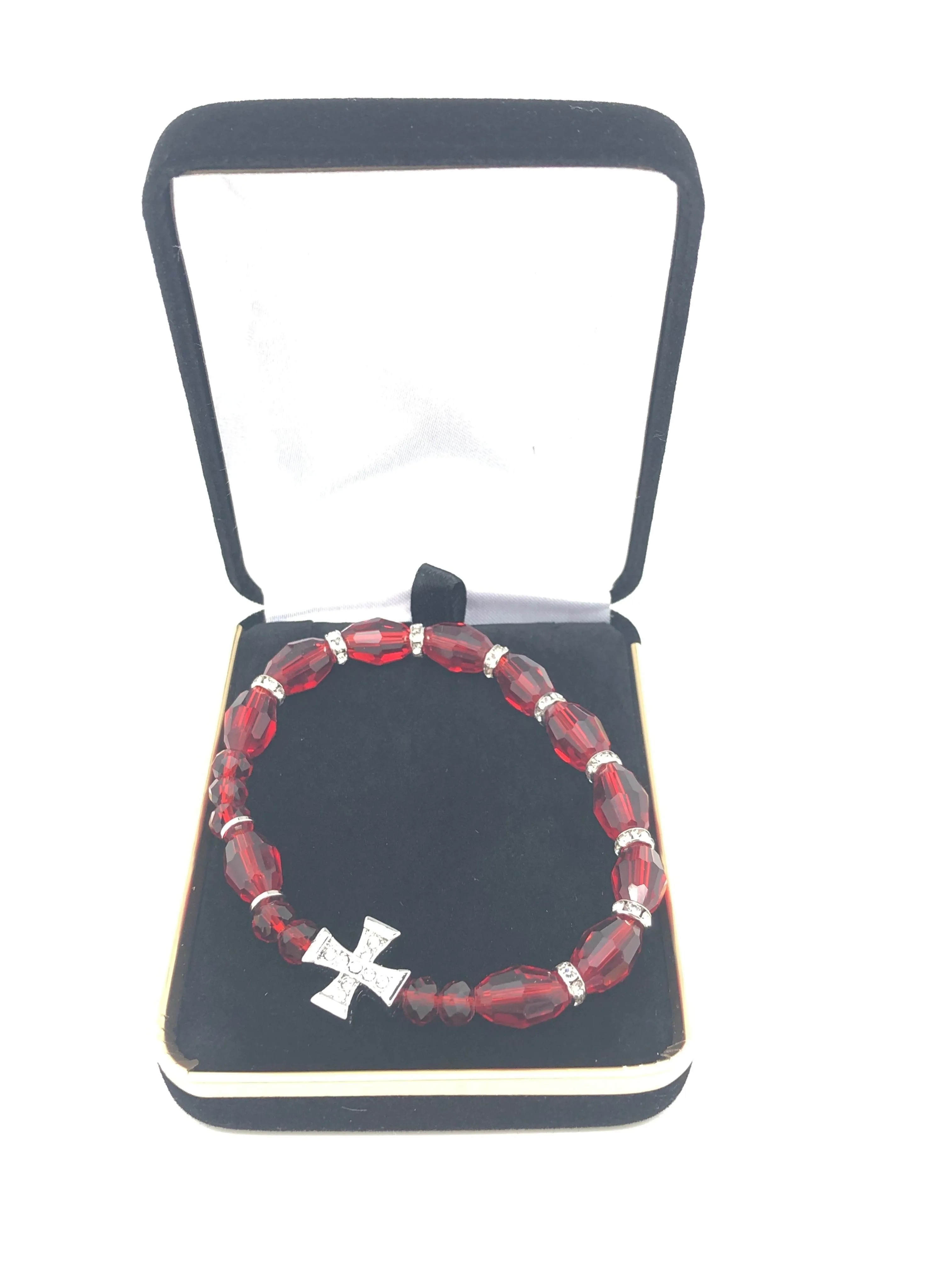 Red Genuine Crystal Rosary Bracelet (10mm)