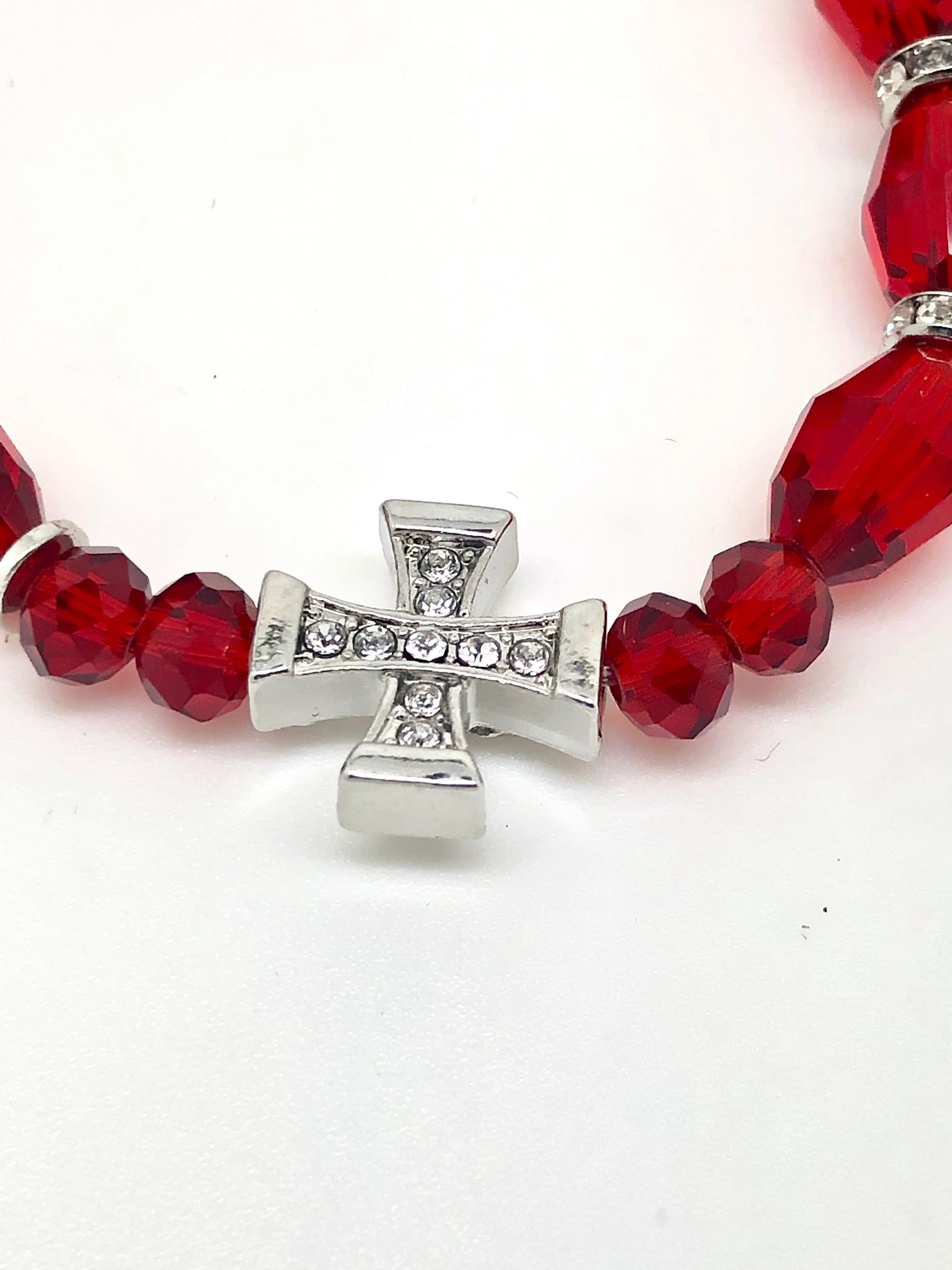 Red Genuine Crystal Rosary Bracelet (10mm)