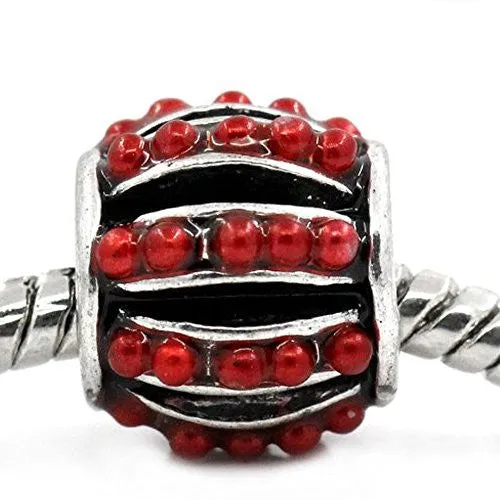 Red Resin Lantern w/ Dots Bead Spacer For Snake Chain Charm Bracelet