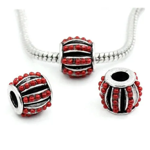Red Resin Lantern w/ Dots Bead Spacer For Snake Chain Charm Bracelet