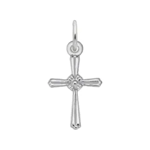 Rembrandt Charms Sterling Silver Rhodium or Gold Plated Accent Cross Pendant