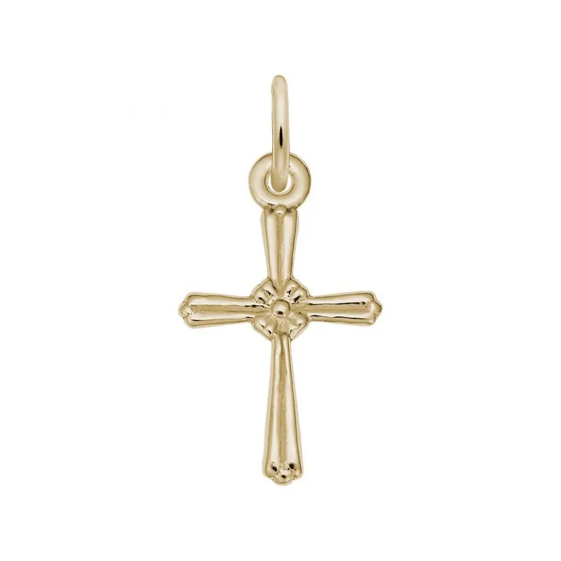 Rembrandt Charms Sterling Silver Rhodium or Gold Plated Accent Cross Pendant