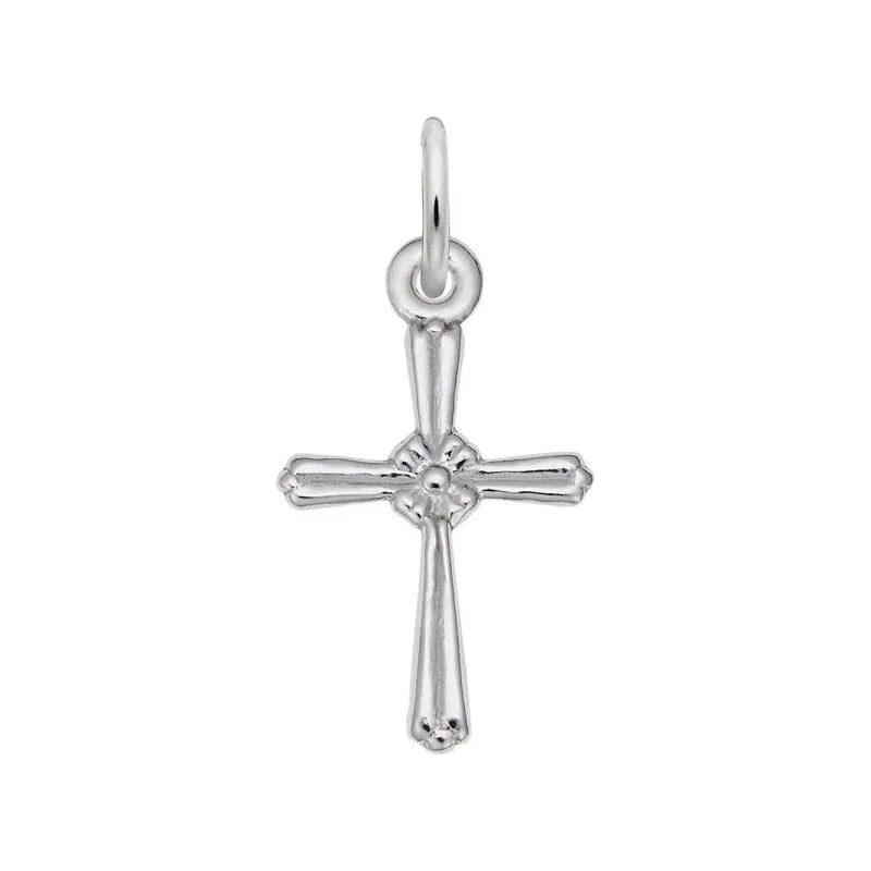 Rembrandt Charms Sterling Silver Rhodium or Gold Plated Accent Cross Pendant