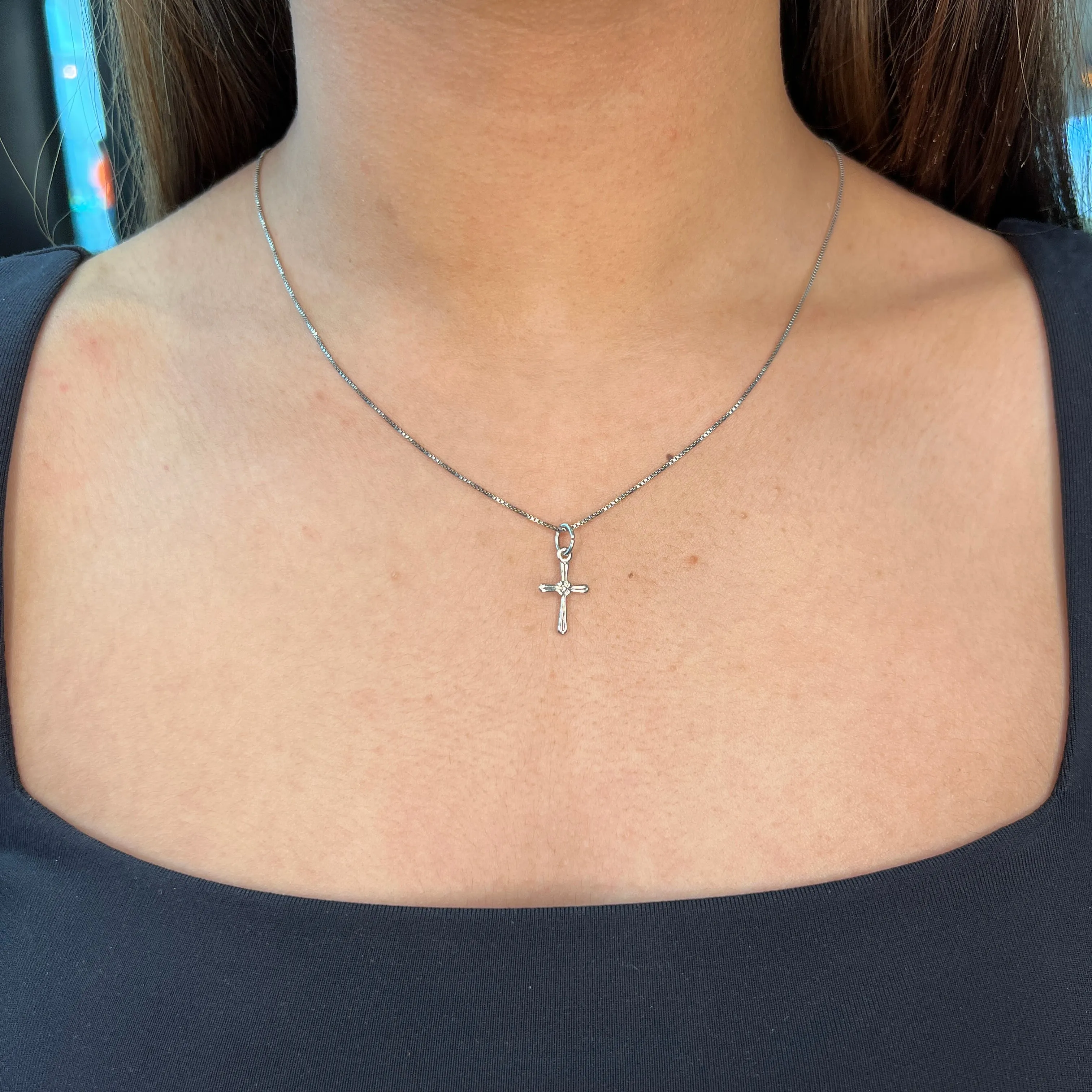 Rembrandt Charms Sterling Silver Rhodium or Gold Plated Accent Cross Pendant