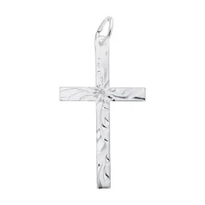 Rembrandt Charms Sterling Silver Rhodium or Gold Plated Engraved Cross Pendant