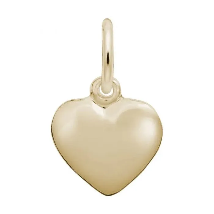 Rembrandt Charms Sterling Silver Rhodium or Gold Plated Puffed Heart Pendant