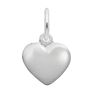 Rembrandt Charms Sterling Silver Rhodium or Gold Plated Puffed Heart Pendant