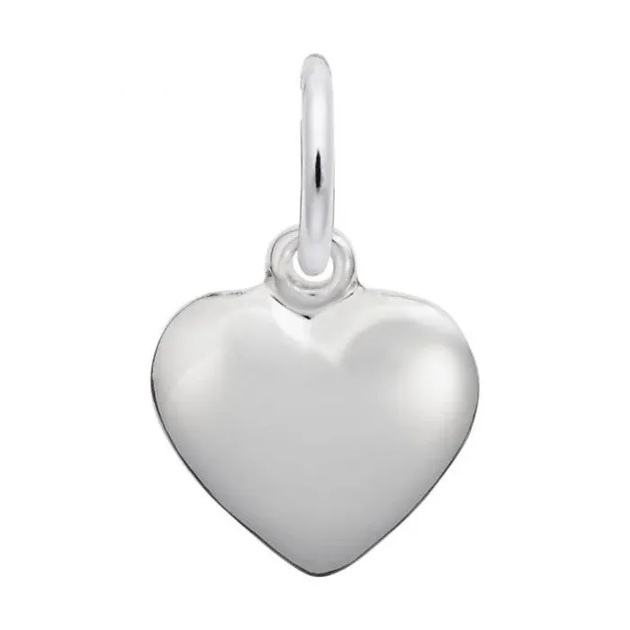 Rembrandt Charms Sterling Silver Rhodium or Gold Plated Puffed Heart Pendant
