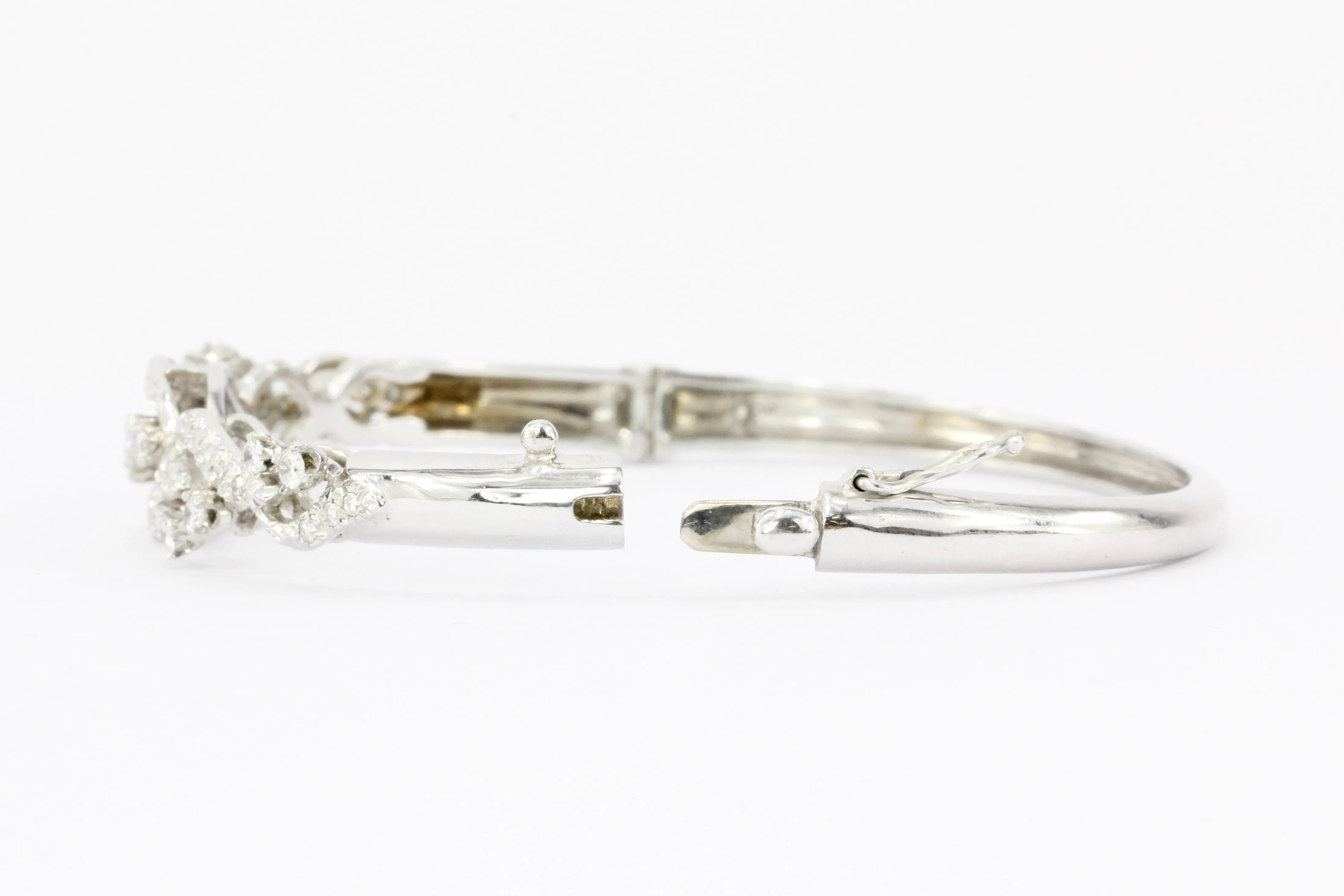 Retro 14K White Gold Diamond Bangle Bracelet