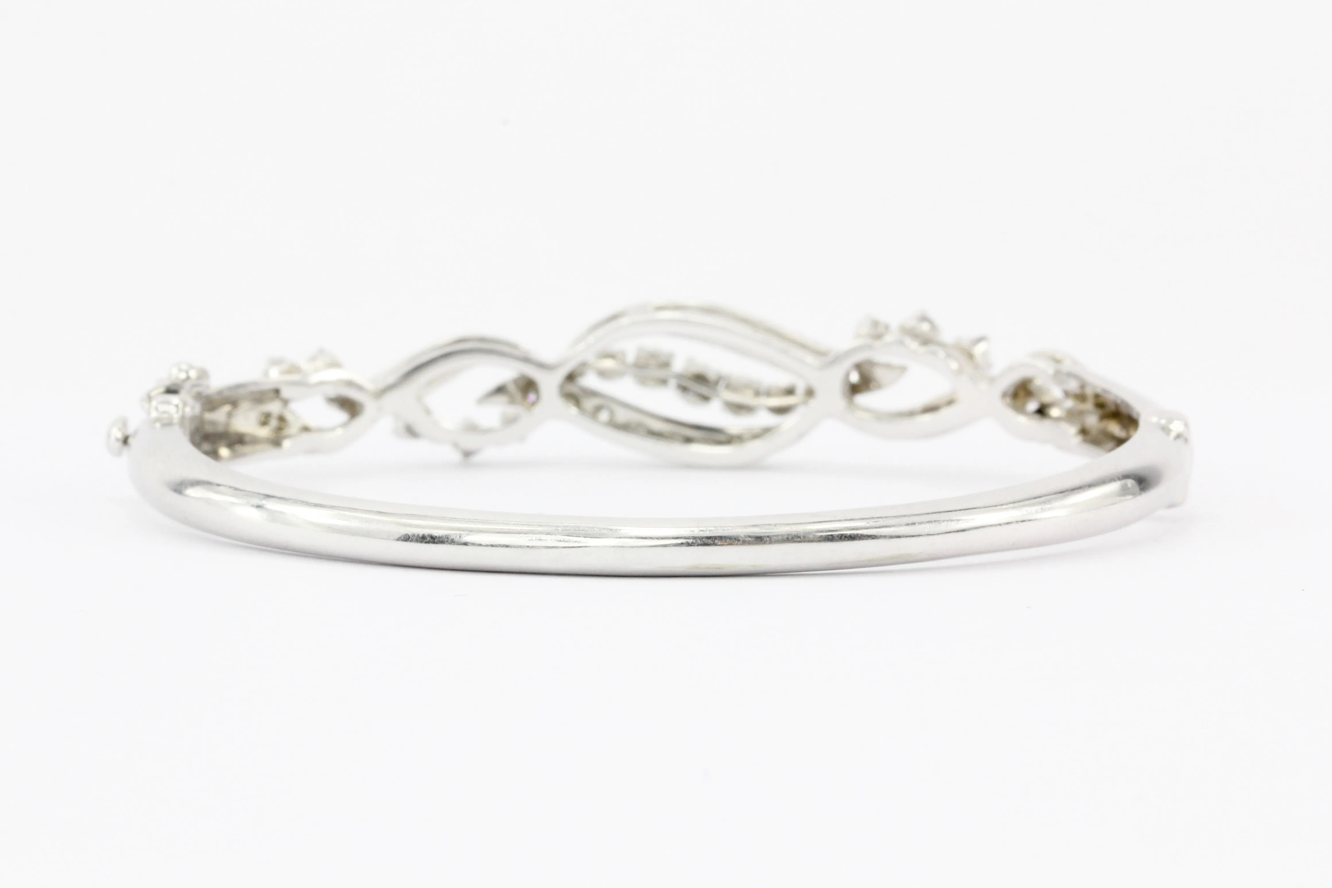 Retro 14K White Gold Diamond Bangle Bracelet