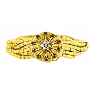 Retro Spaghetti Link Sapphire & Diamond Bracelet
