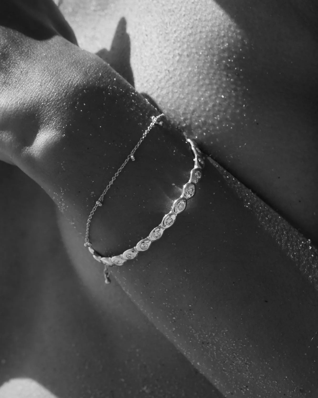 Ripple Stone Cuff  | Silver