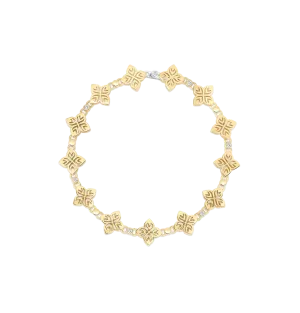 Roberto Coin Arabesque Yellow Gold Flower Station Bracelet with Diamonds