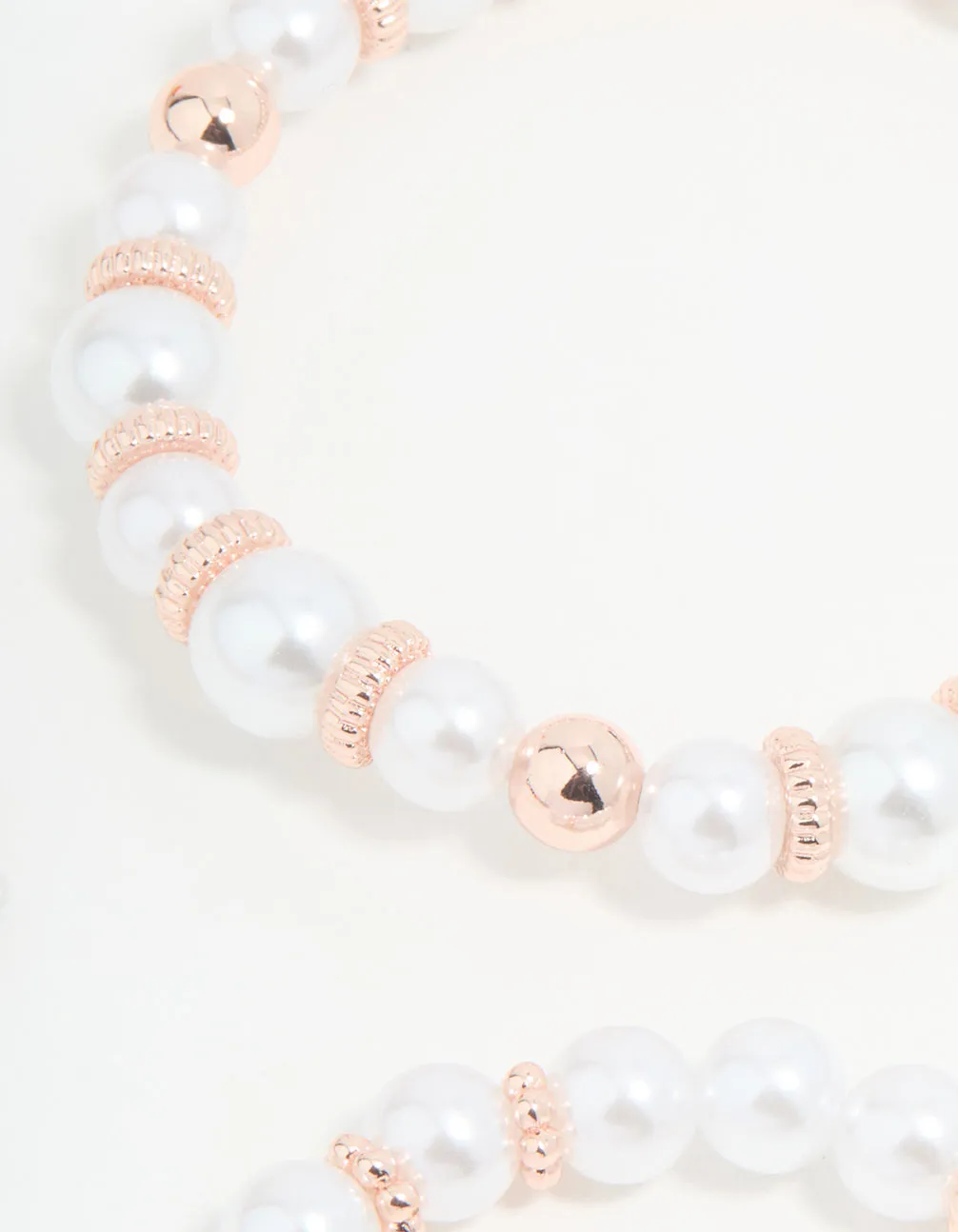 Rose Gold Pearl Stretch Bracelets 3-Pack