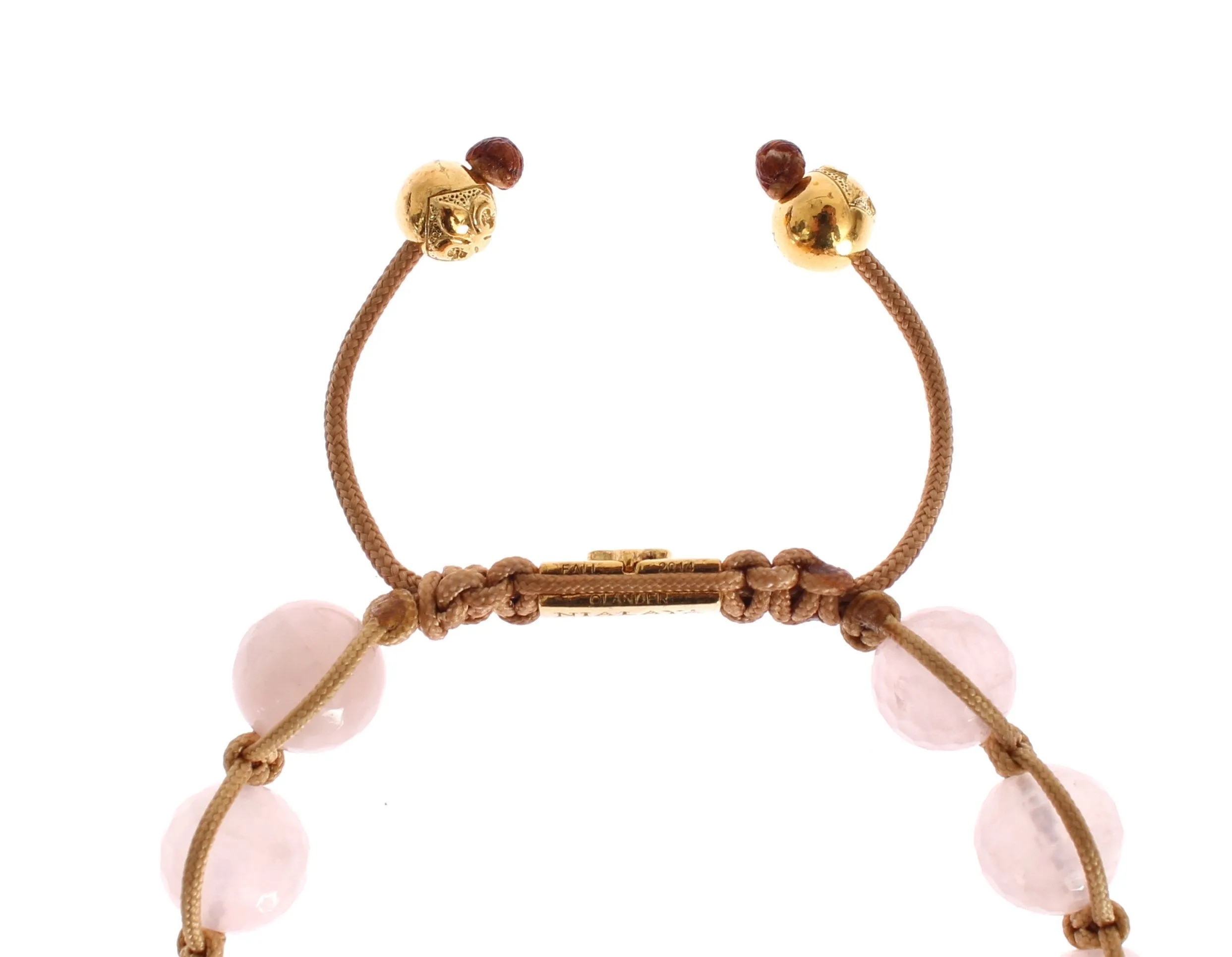 Rose Quartz CZ Heart Gold 925 Silver Bracelet