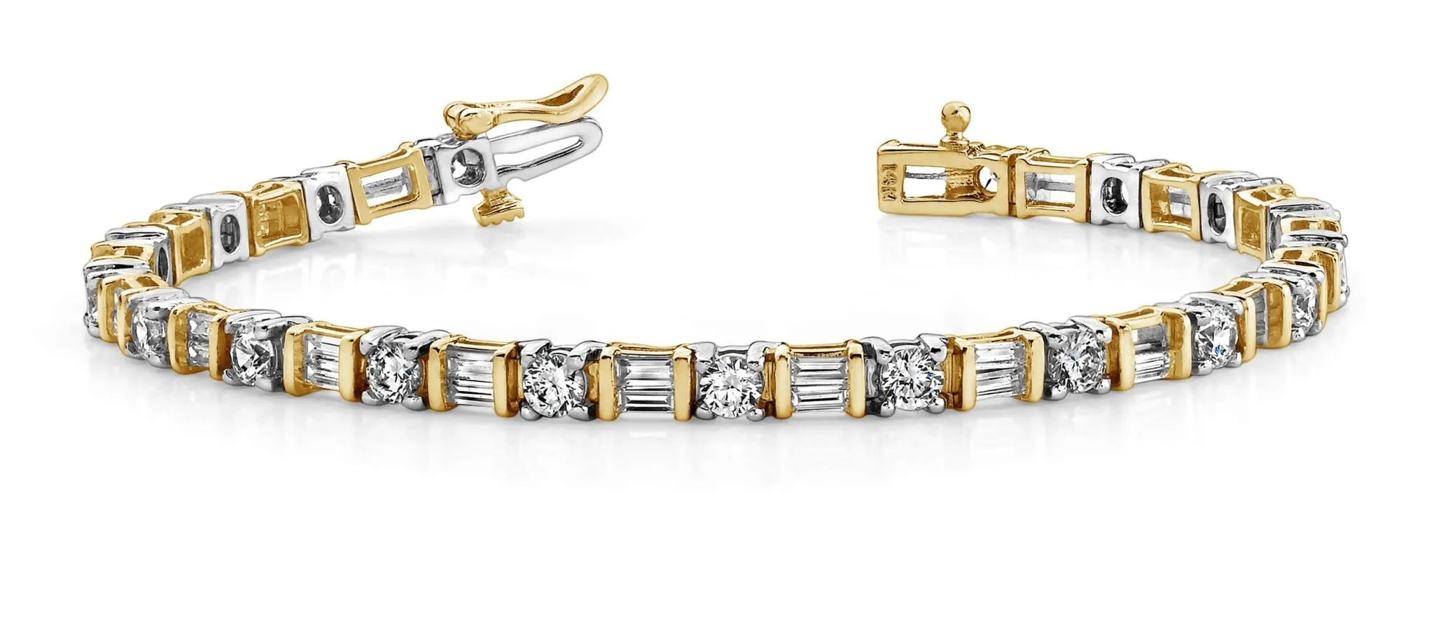 Round And Baguette Lab-Grown Diamond Bracelet with 4.00 ct.(finished) 3x1.5mm, 3mm