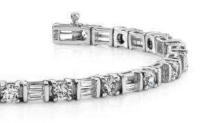 Round And Baguette Lab-Grown Diamond Bracelet with 4.00 ct.(finished) 3x1.5mm, 3mm
