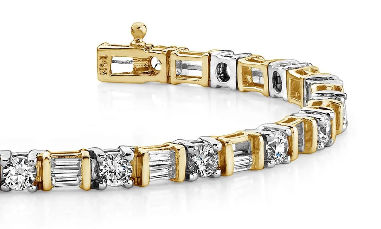 Round And Baguette Lab-Grown Diamond Bracelet with 4.00 ct.(finished) 3x1.5mm, 3mm